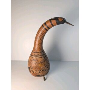 Peruvian Decorative BIRD Gourd Folk Art from Peru Handmade Music Dance Theme 9"